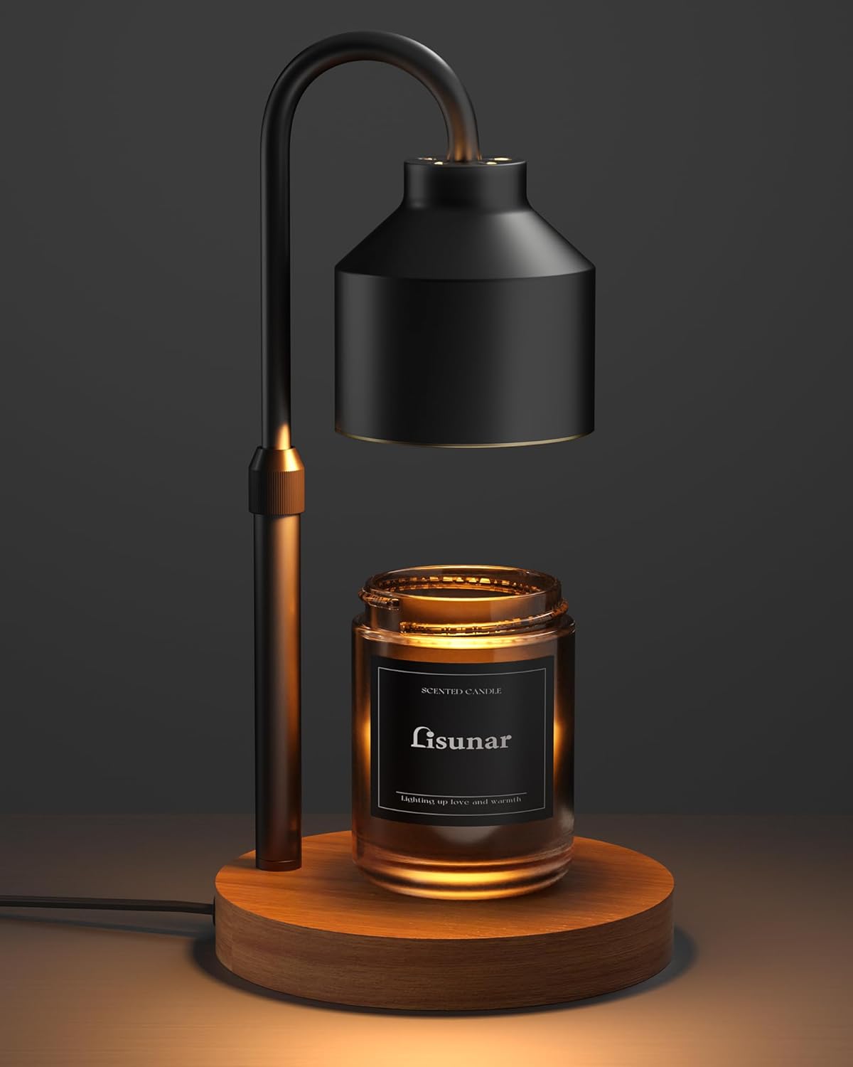 Black Electric Candle Warmer Lamp with Timer – Adjustable Height Wax Melt Warmer for Jar Candles, Includes 2 Bulbs