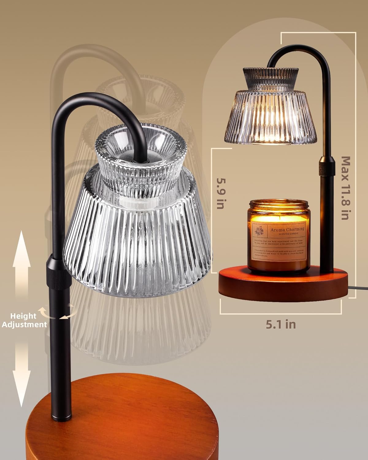 Dimmable Candle Warmer Lamp with Timer – Electric Wax Melt Warmer for Scented Jar Candles, 2 Bulbs Included, Great Birthday & Housewarming Gift
