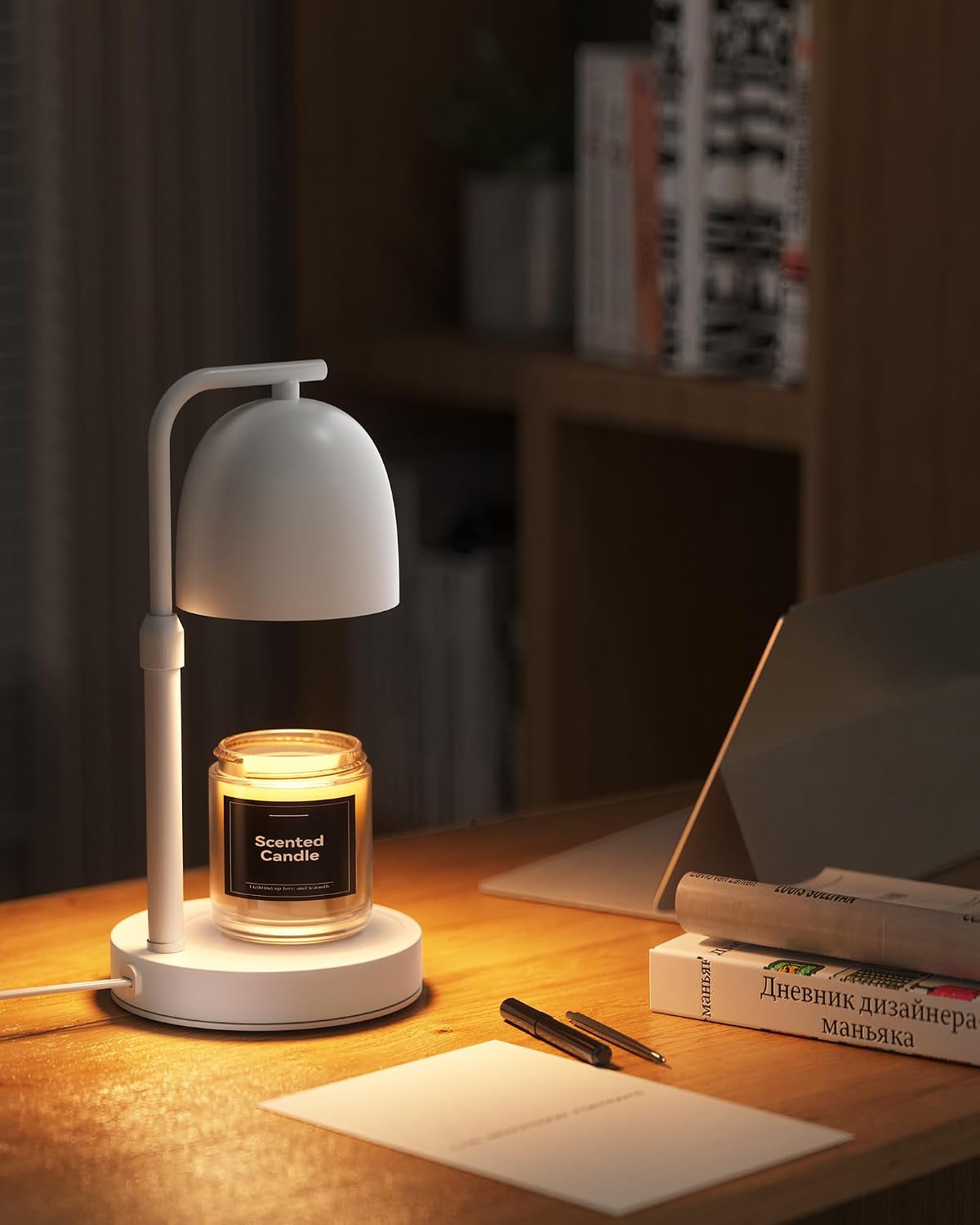 Adjustable Height Candle Warmer Lamp, White – Timer & Dimmer Function, Wax Melt Warmer for Jar Candles with 2 Bulbs, Birthday & Housewarming Gift