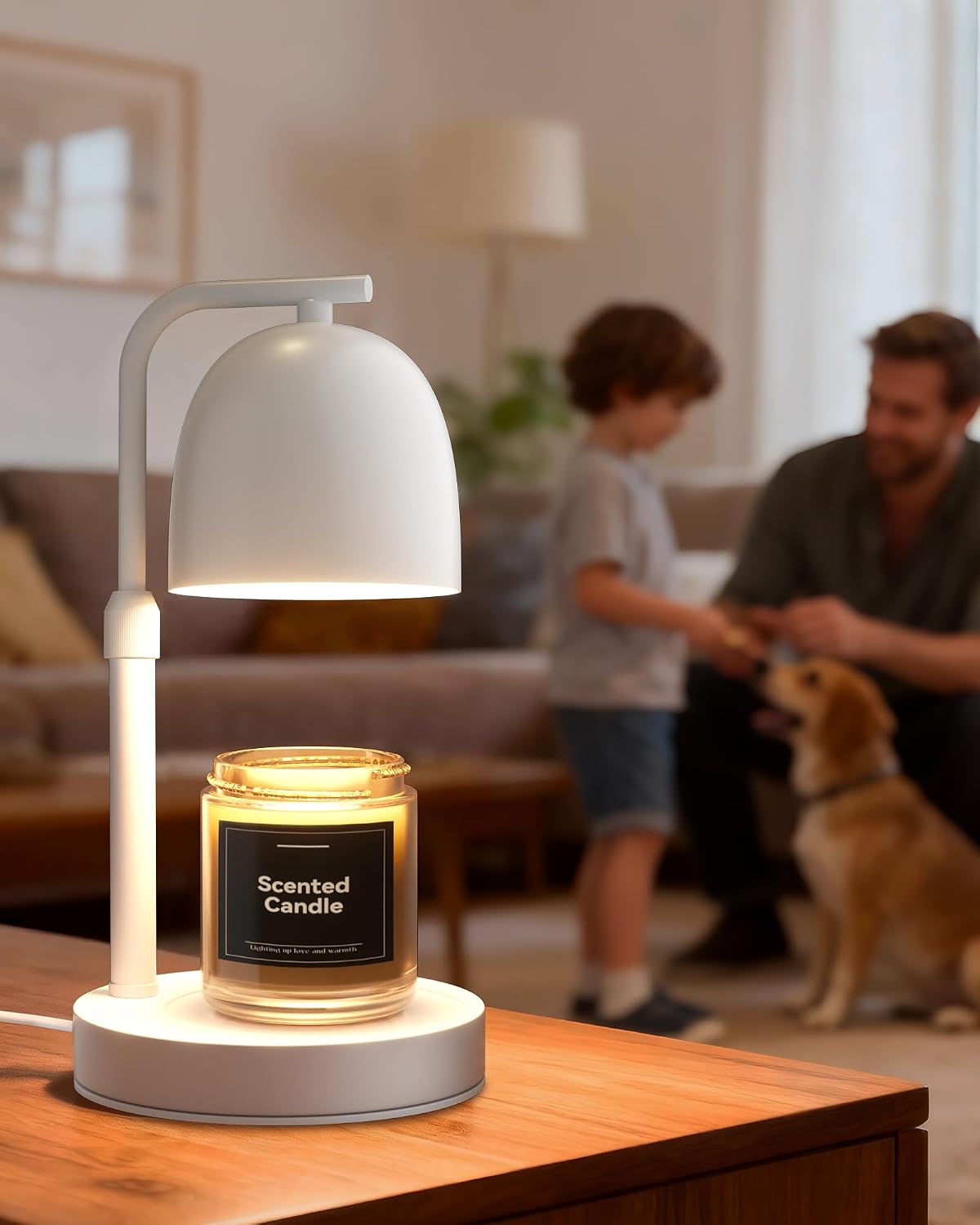 Adjustable Height Candle Warmer Lamp, White – Timer & Dimmer Function, Wax Melt Warmer for Jar Candles with 2 Bulbs, Birthday & Housewarming Gift