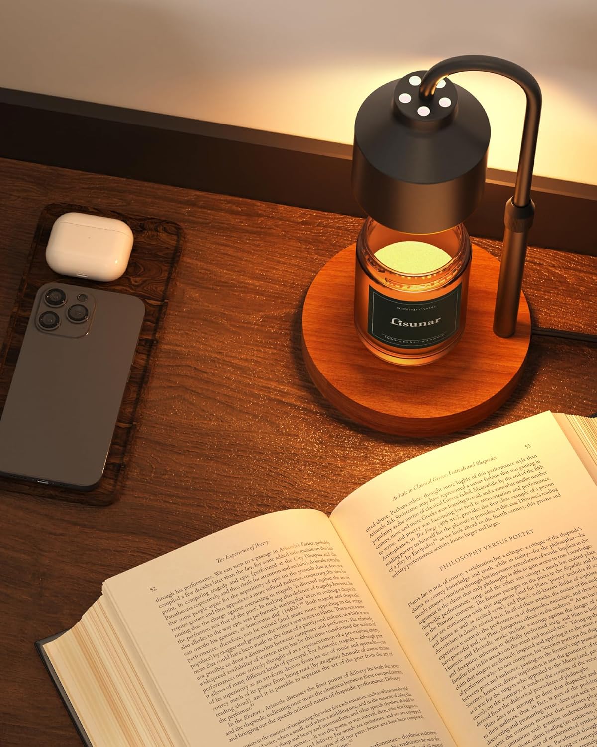 Black Electric Candle Warmer Lamp with Timer – Adjustable Height Wax Melt Warmer for Jar Candles, Includes 2 Bulbs