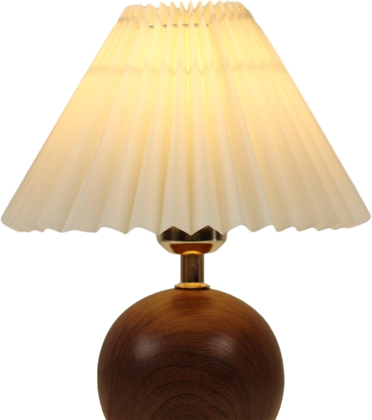 greenfx Ceramic Globe Table Lamp – Walnut Base, Beige Shade