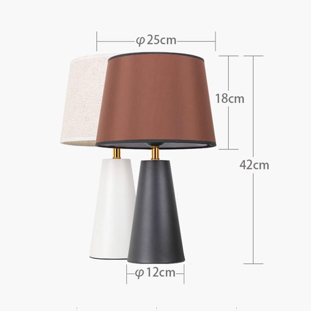 greenfx Modern Bedside Table Lamp – Linen Shade, Black Metal Base