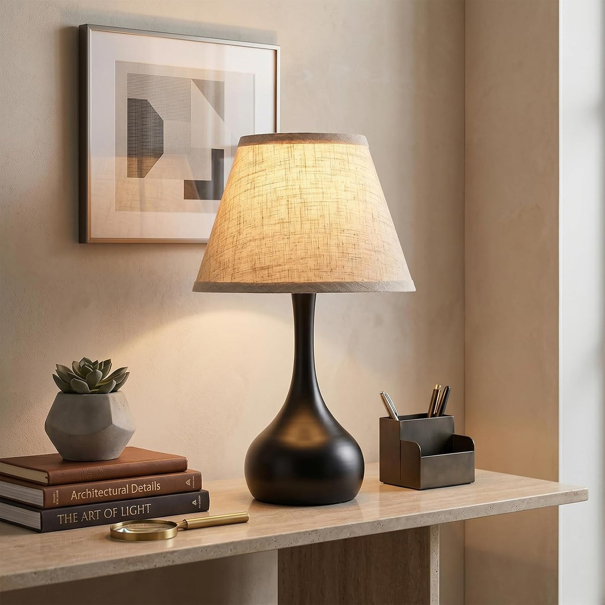 greenfx Touch Bedside Table Lamp – 3-Way Dimmable with Fabric Shade