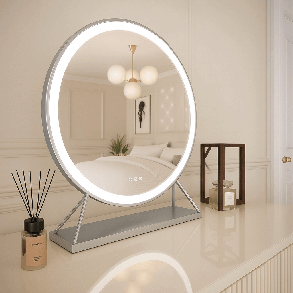 1011827e360996665647caba54c2ffee.png Isla Round Silver LED Mirror – 60cm Diameter - Image 1