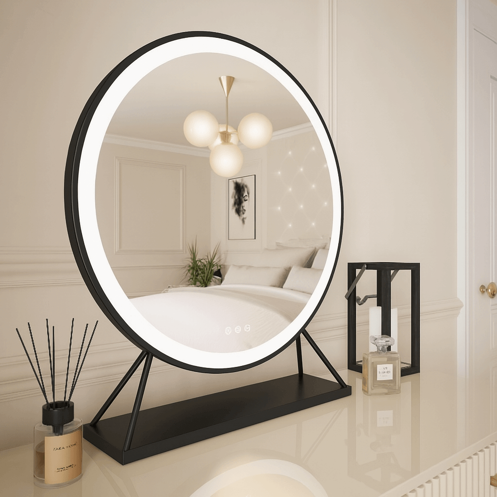 1d13dc836efe03d01c1165332c55d0f9.png Grace Round Hollywood Mirror Black 60x67cm - Image 1