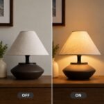 GreenFx Farmhouse Ceramic Table Lamp – Black Base, Linen Shade - Image 9