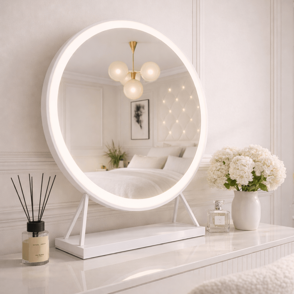 9492f31825713859e32cd0f185a876db.png Marilyn Round Hollywood Mirror White 60x67cm - Image 1