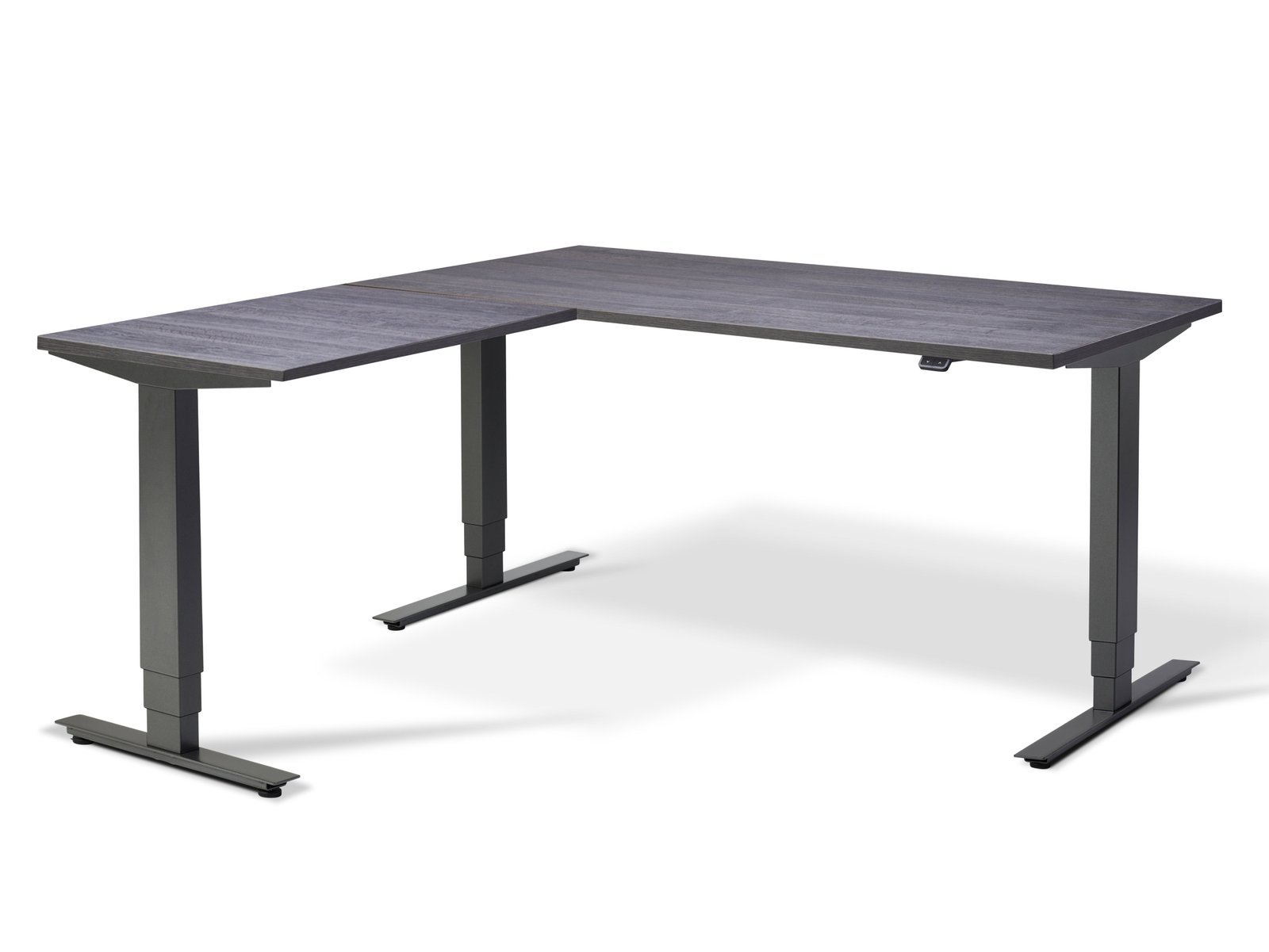 AnthraciteStockholmCornerAnthraciteShermanOak-1.jpg Stockholm Height Adjustable Corner Desk(With Bluetooth Control) - Image 1