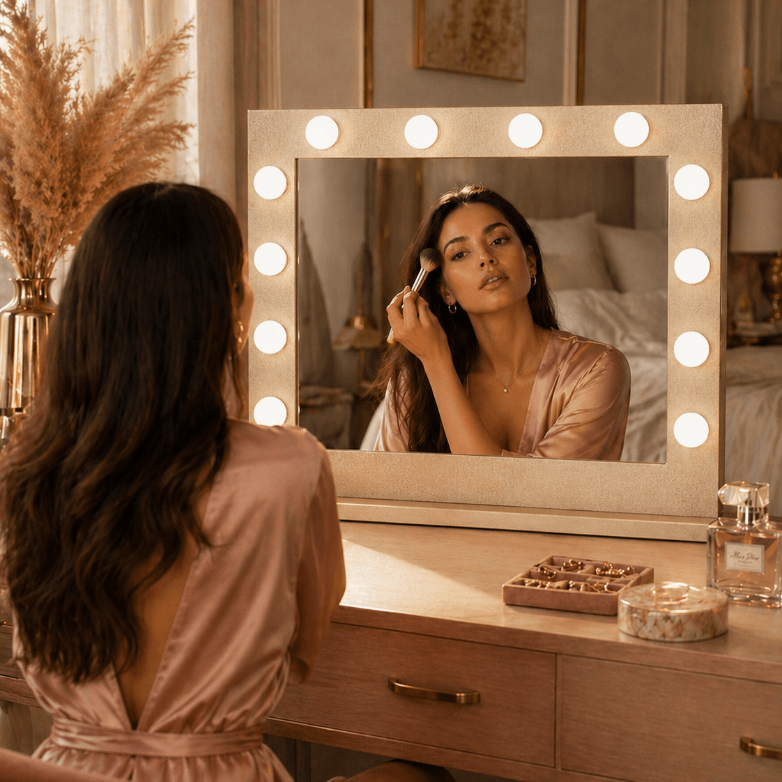 cec434650ddd08975d9ed4307f5d4299-1.png Jolie Gold Hollywood Mirror 80 x 60cm - Image 1