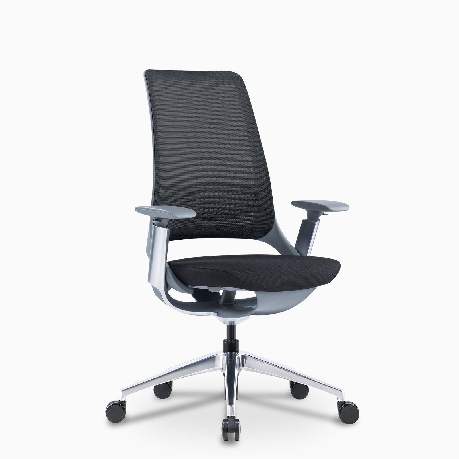 dc700741-4379-48a5-8f8f-6ef500364e63_Desky-Pulse-Supportive-Desk-Chair-Black-Polished-Front-Angle.jpg Desktech Pulse Supportive Desk Chair - Image 1