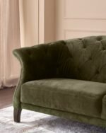 Luxe olive green velvet armchair - Image 4