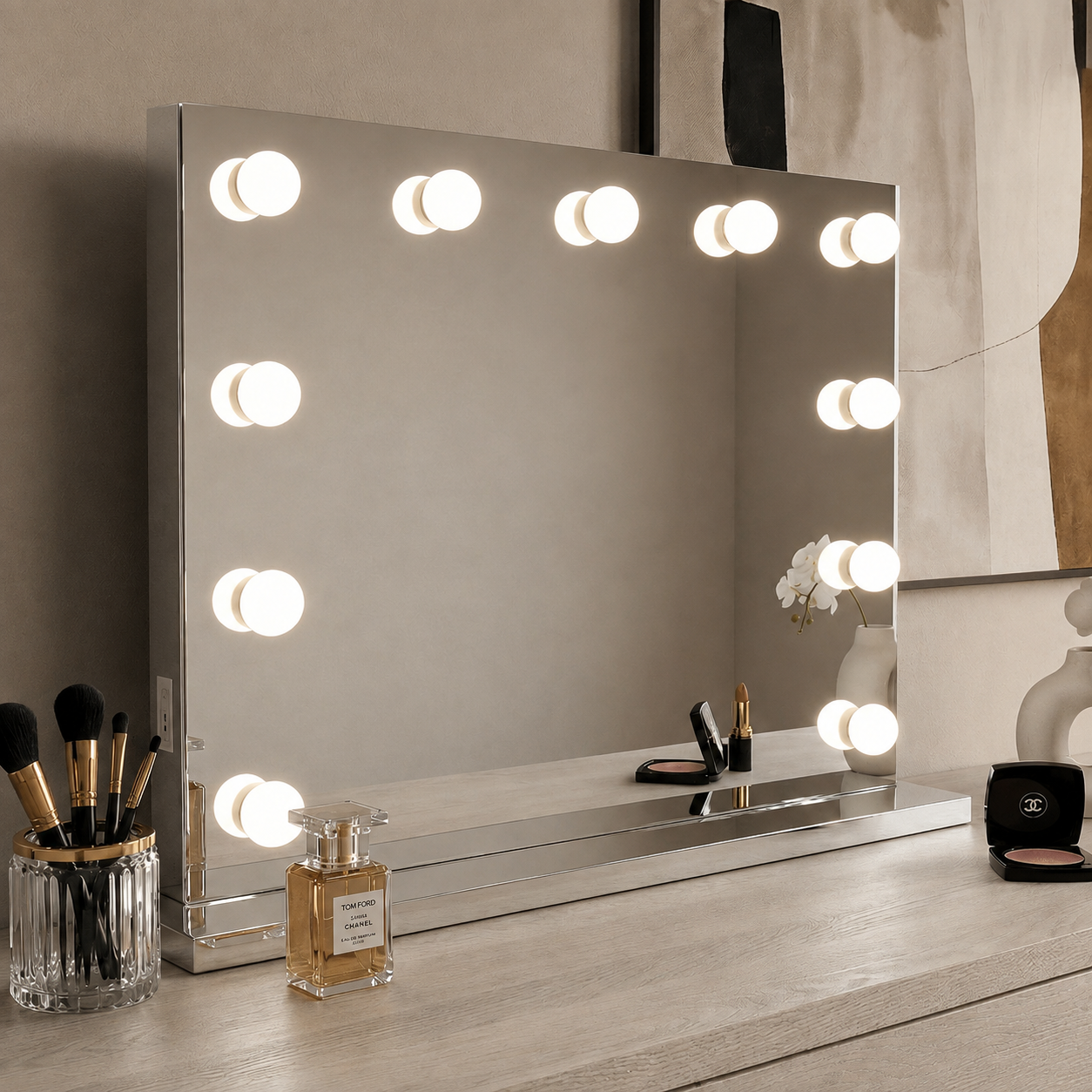 ee0bc4ac33c164fef55af00560773e13.png Houston Bluetooth Hollywood Mirror 80x60cm - Image 1